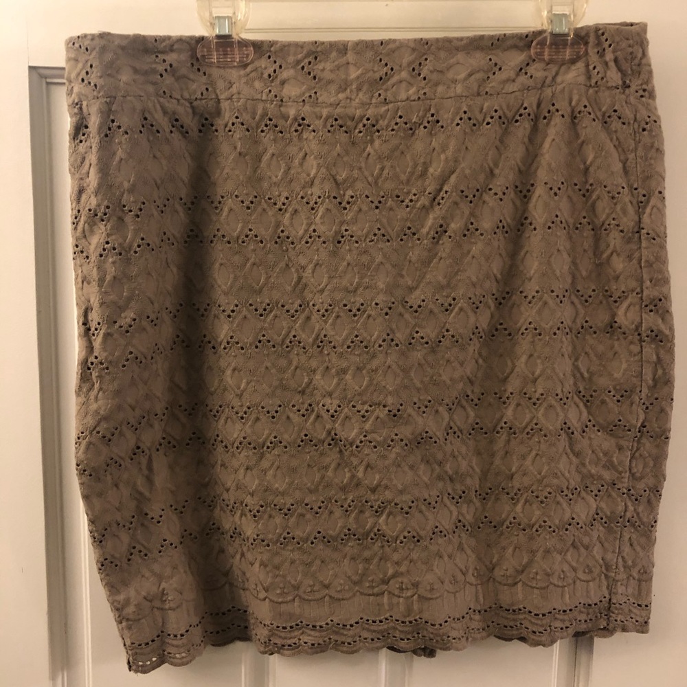 Grey eyelet pencil skirt